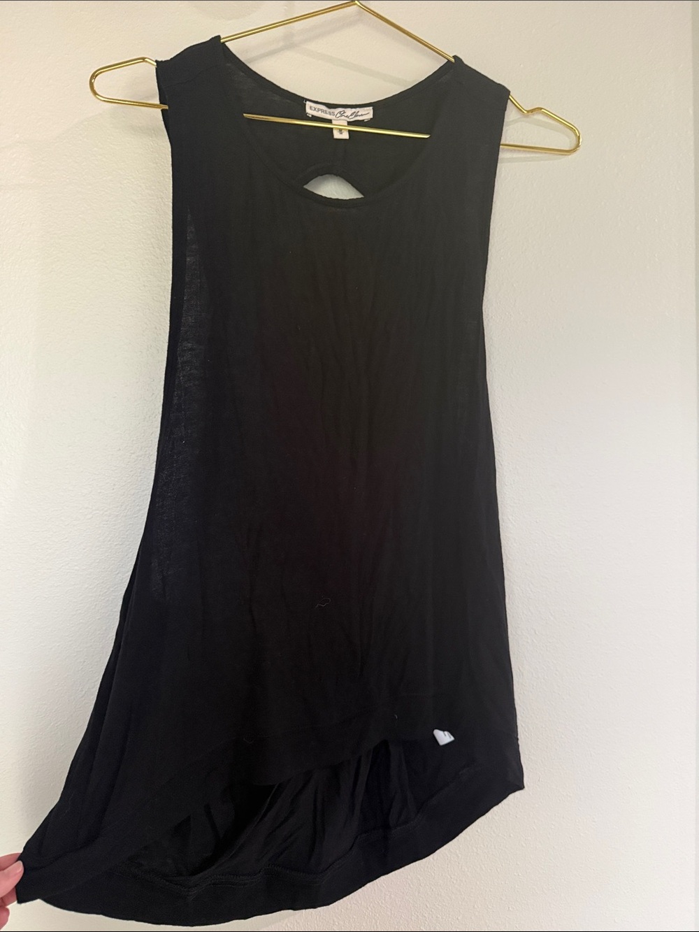Express One Eleven Black Sleeveless Top with Scoop Neck and Back Keyhole